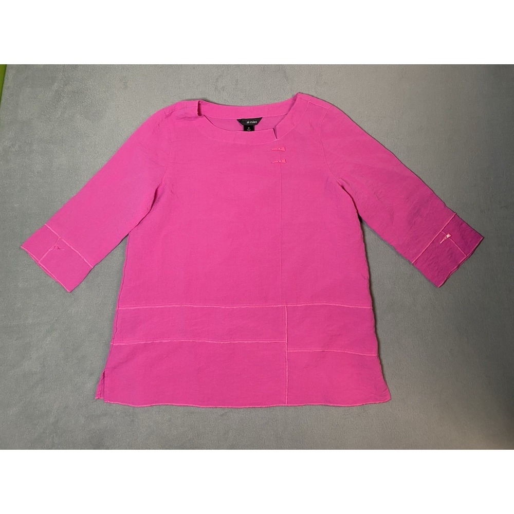 Ali Miles Women's M Pink Artsy Tunic Top *Missing 1 Button* 3/4 Sleeve